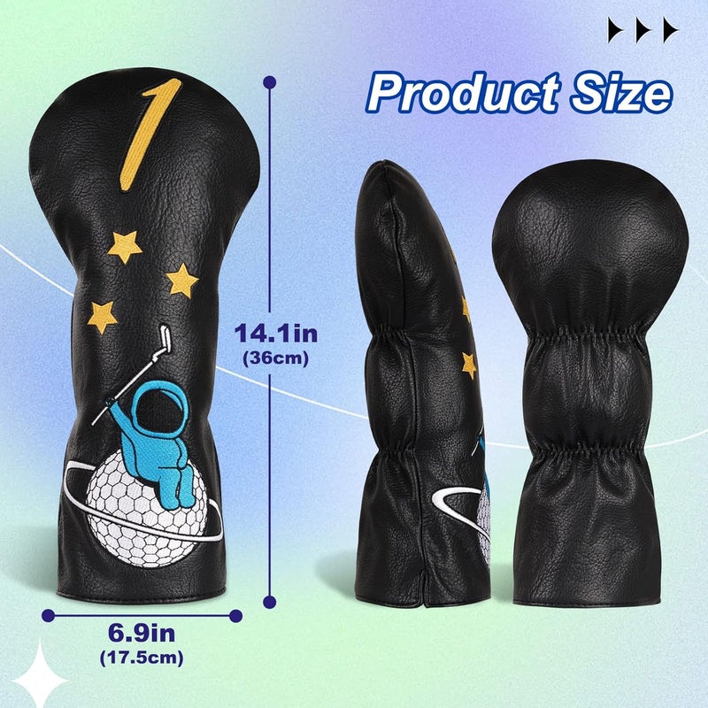 2thpart Astronaut Series Golf Headcovers, Synthetic Leather Golf Head Covers for Driver, Fairway Wood and Hybrid, Golf Putter Covers for Mallet and Blade - Image 2